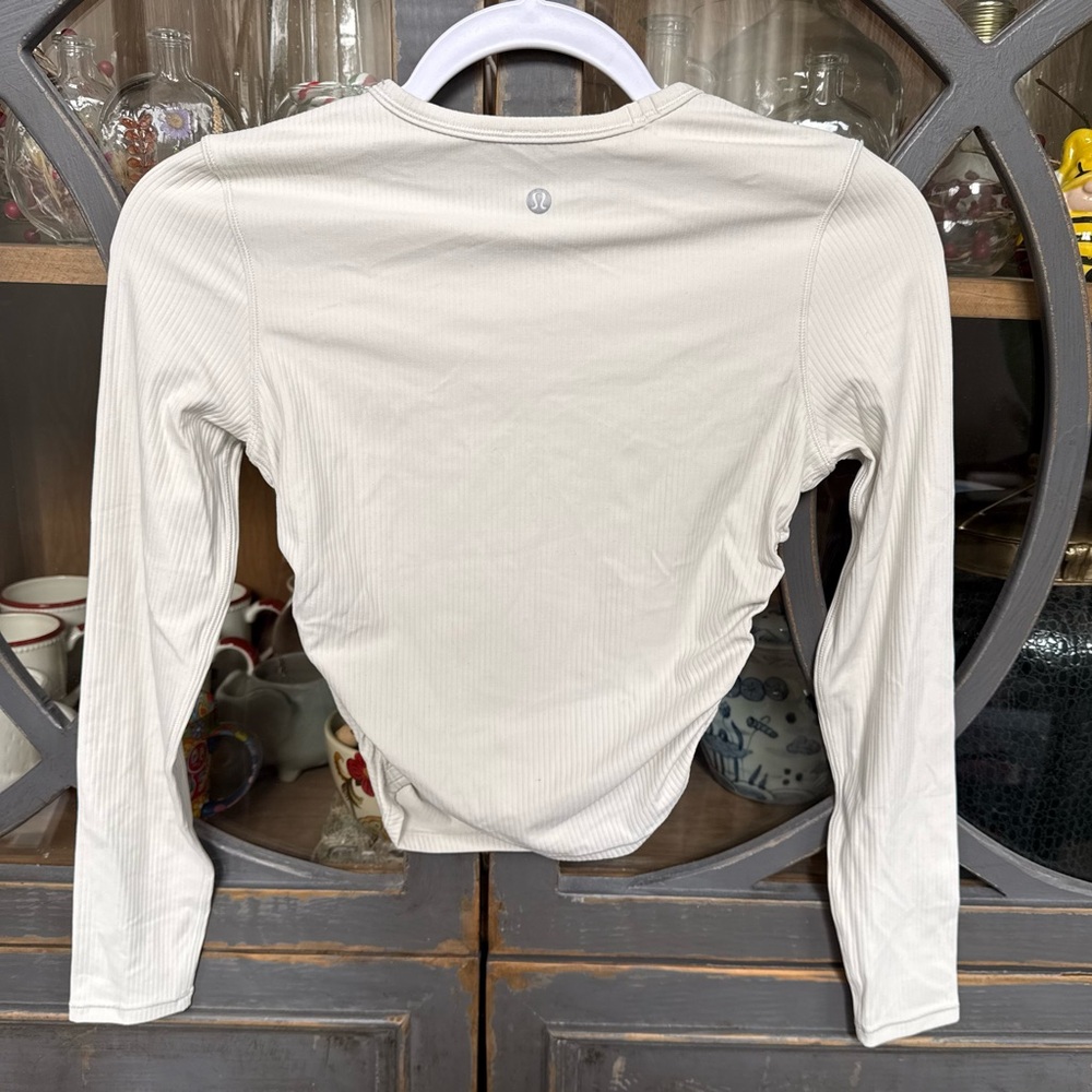 Lululemon All It Takes Ribbed Nulu Long-Sleeve Shirt in Bone - Picture 8 of 8